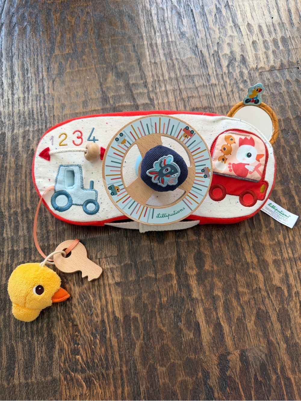 Lilliputiens Farm Car Activity Panel Plush Steering Wheel Baby Learning